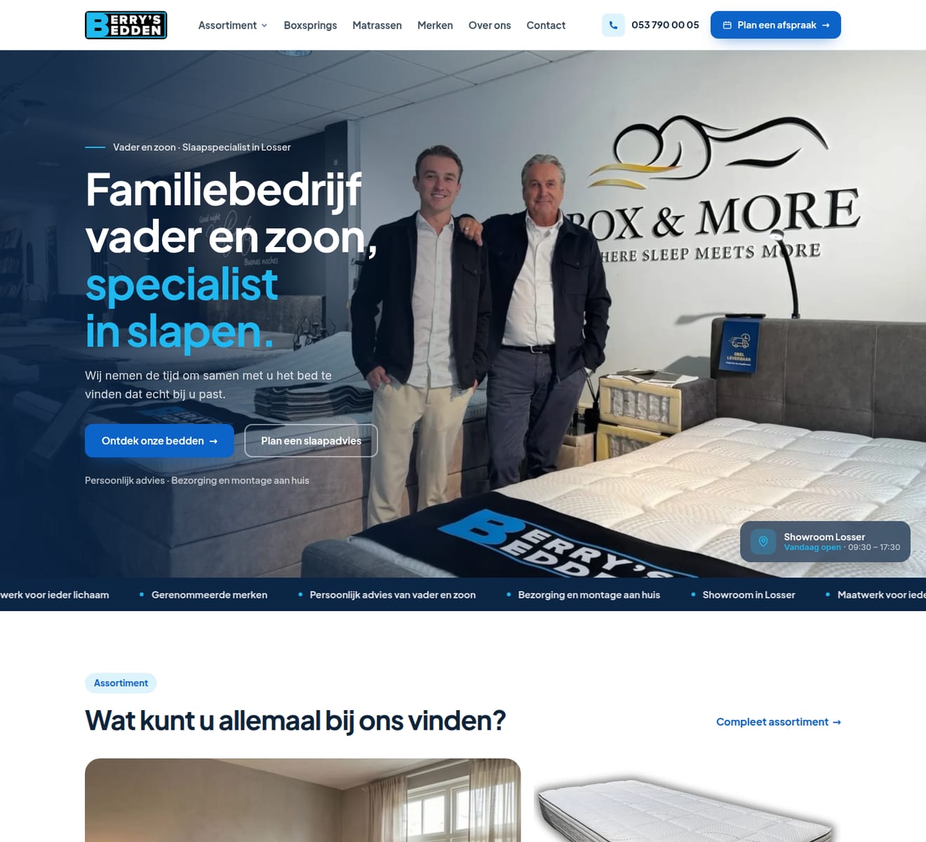 Website van Berry’s Bedden